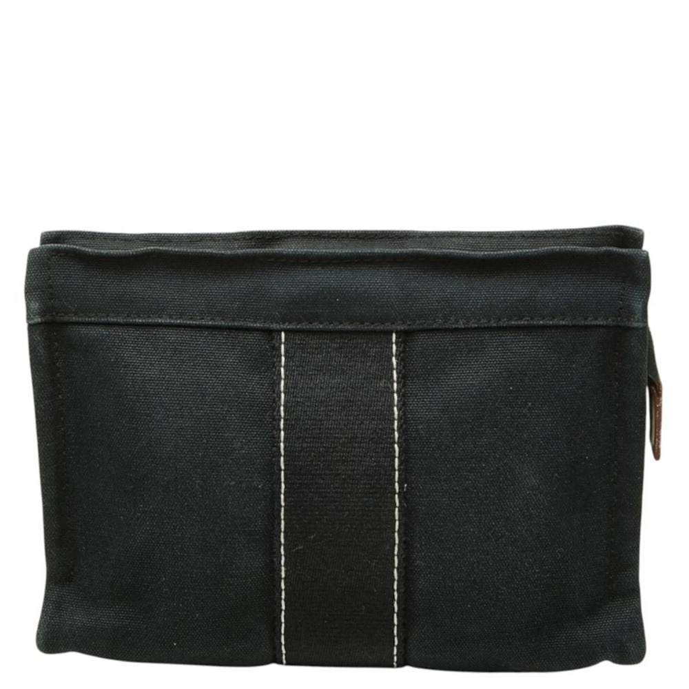 Hermes Deauville Handbag Pouch Jewelry Case Accessory Black Cotton Women's HE...